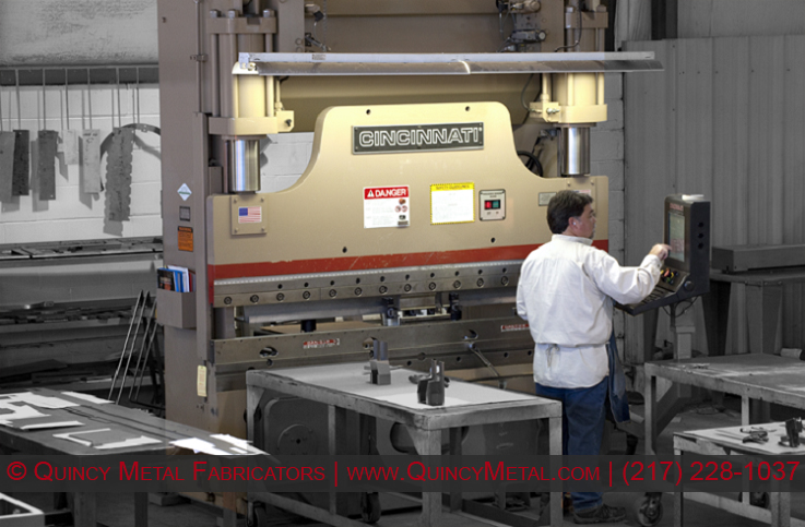 A 130 ton Cincinnati press brake at Quincy Metal Fabricators
