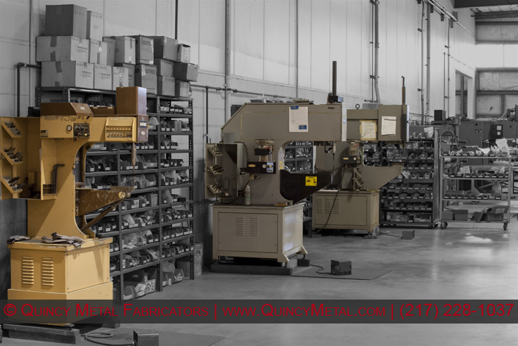 Quincy Metal Fabricators three PEM Hardware insertion machines, with automatic feed attachment.